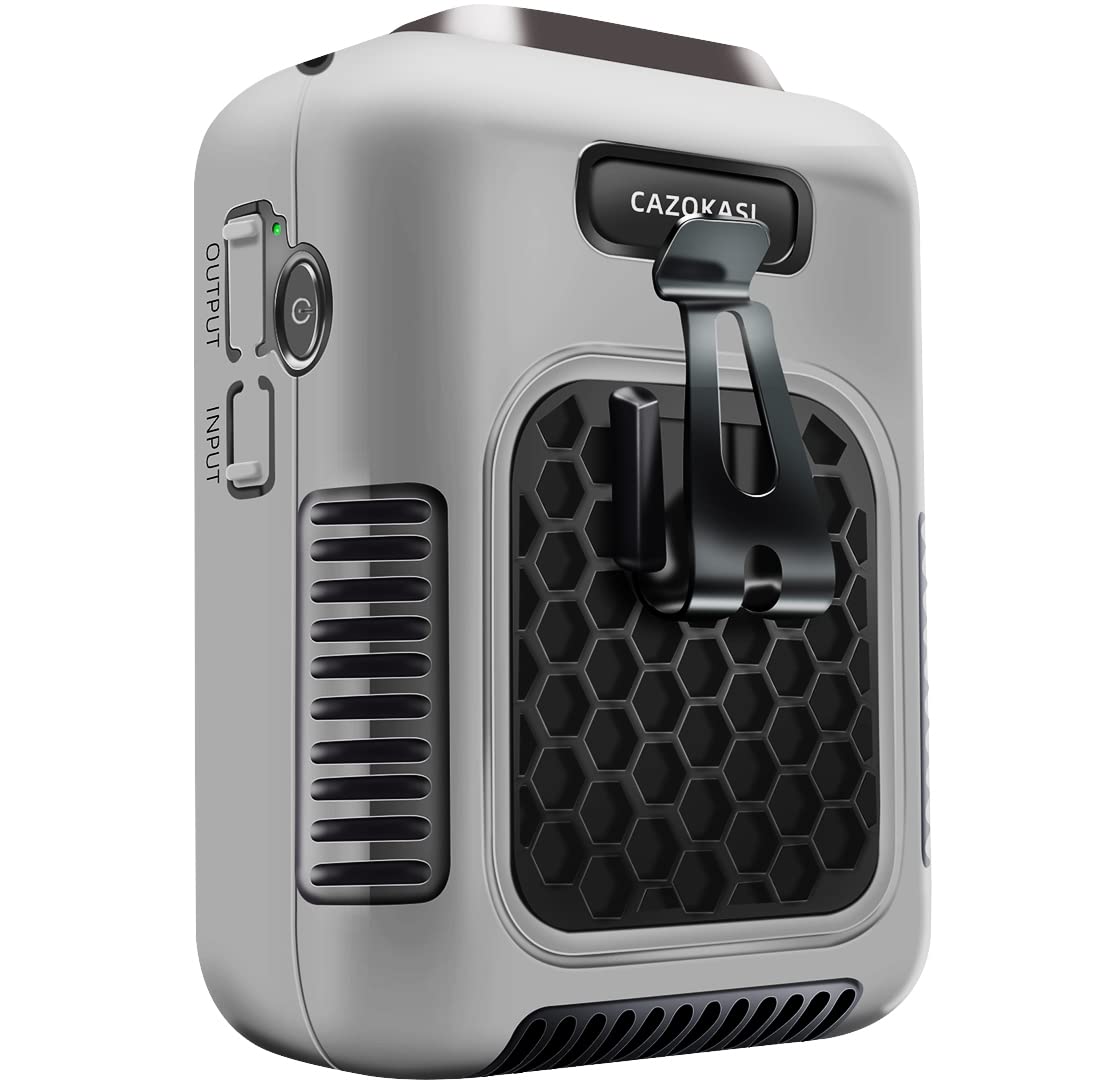 CAZOKASI Upgrade Waist Clip Fan Wearable Fan Portable Cooling and Heatstroke Prevention Fan (Industrial orange black) (Industrial gray black)