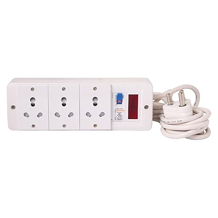 BAHUL power strip extension multi outlet board Fitted with 3 Anchor Sockets(15 Amp),Anchor Indicator,Anchor/Cona MCB And 4 Metre Wire With 15 Amp Plug