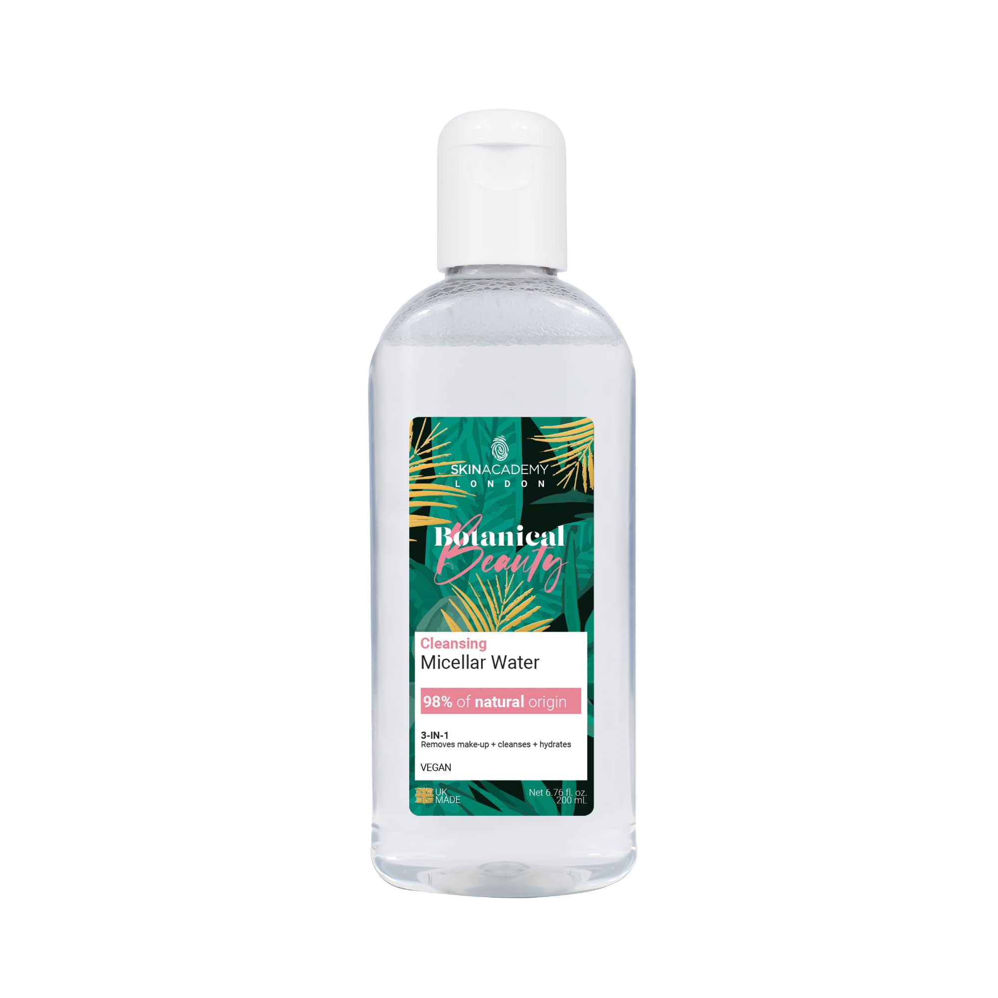 Skin Academy London | Botanical Beauty Micellar Cleansing Water | 98% Nature Derived | Vegan | 200ml