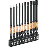 toolant Impact Hex Head Allen Wrench Drill Bit Set 10pcs (Metric), 1/4" Hex-Shank S2 Steel Hex Bits Set, CNC Machined Tips wi