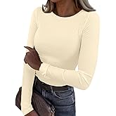 Long Sleeve Shirts for Women Crewneck Sexy Basic T-Shirts Casual Fall Flower Printing Slim Fit Stretch Women's Tops