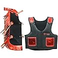 HILASON Junior Youth Bull Riding Pro Rodeo Leather Protective Vest Chaps Black with Purple | Bull Riding Chaps | Leather Vest