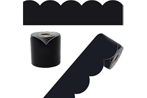 Carson Dellosa 65 Ft Scalloped Black Bulletin Board Borders, Classroom Borders for Bulletin Board, White Board, Cork Board, L