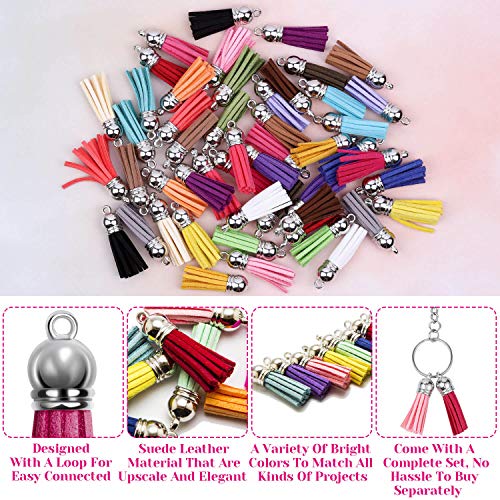 image for Keychain Tassles, Cridoz 200pcs Bulk Keychain Rings Set Includes 50pcs