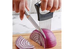 Onion Holder for Slicing - Stainless Steel Onion Slice Holder Lemon Slicer Vegetable Cutter, Kitchen Gadgets Chopper Slicing 