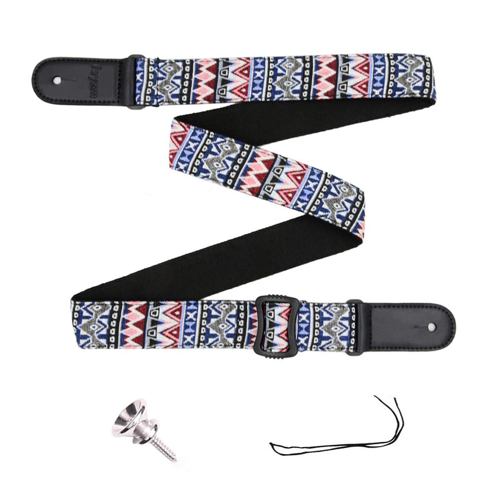 Rayzm Ukulele Strap, Bohemian Style Knitting Cotton Belt for Ukulele or Small Size Guitar, 4 cm Wide, Adjustable Length