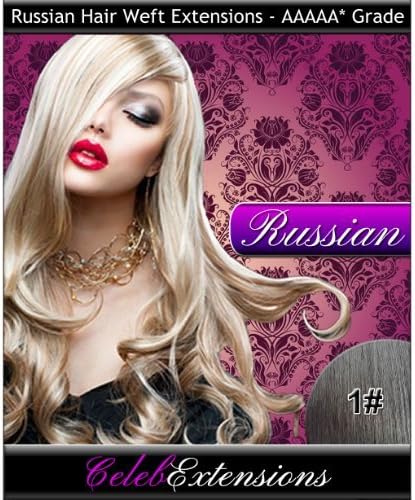 18 1# Jet Black RUSSIAN 100% Human WEFT Hair Extensions. Silky Straight WEAVE Weight 100G . LUXURY Russian TOP QUALITY 5AAAAA GRADE. By CelebExtensions by Celeb Extensions