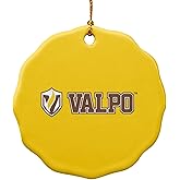 GRAPHICS & MORE Valparaiso University Secondary Logo Porcelain Scalloped Holiday Christmas Tree Ornament - 2.8" (7.1 cm)