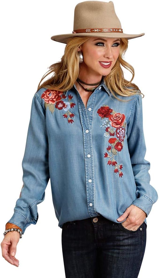 denim embroidered shirt