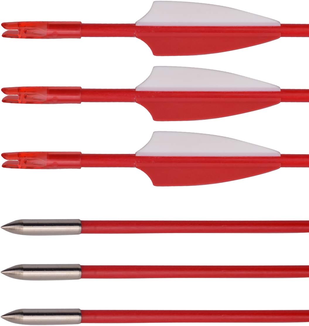 LWANO 31" Bright Color Fiberglass Arrows Youth Safety Target Arrows Practice Arrow for Recurve Bow 12pcs(red) : Sports & Outdoors
