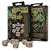 Q-Workshop Polyhedral 7-Die Set: Celtic 3D Beige & Black Dice Set!