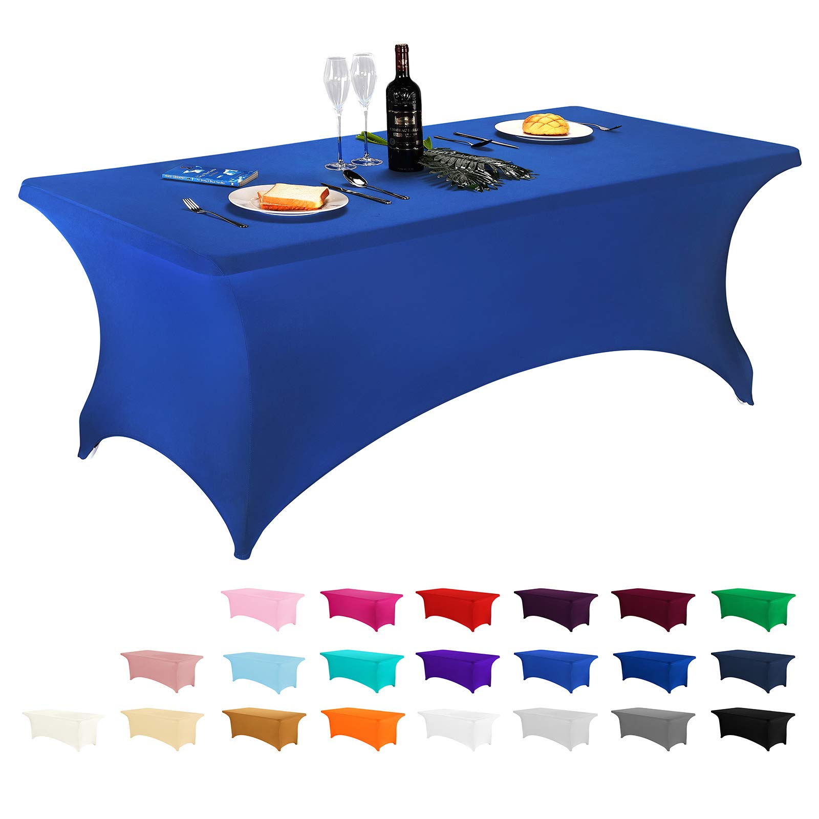 LZY Spandex Fitted Stretch Table Cover for 6 ft or 4ft or 8ft Folding Table, Rectangular Cocktail Tablecloth, Perfect for Party or Banquet