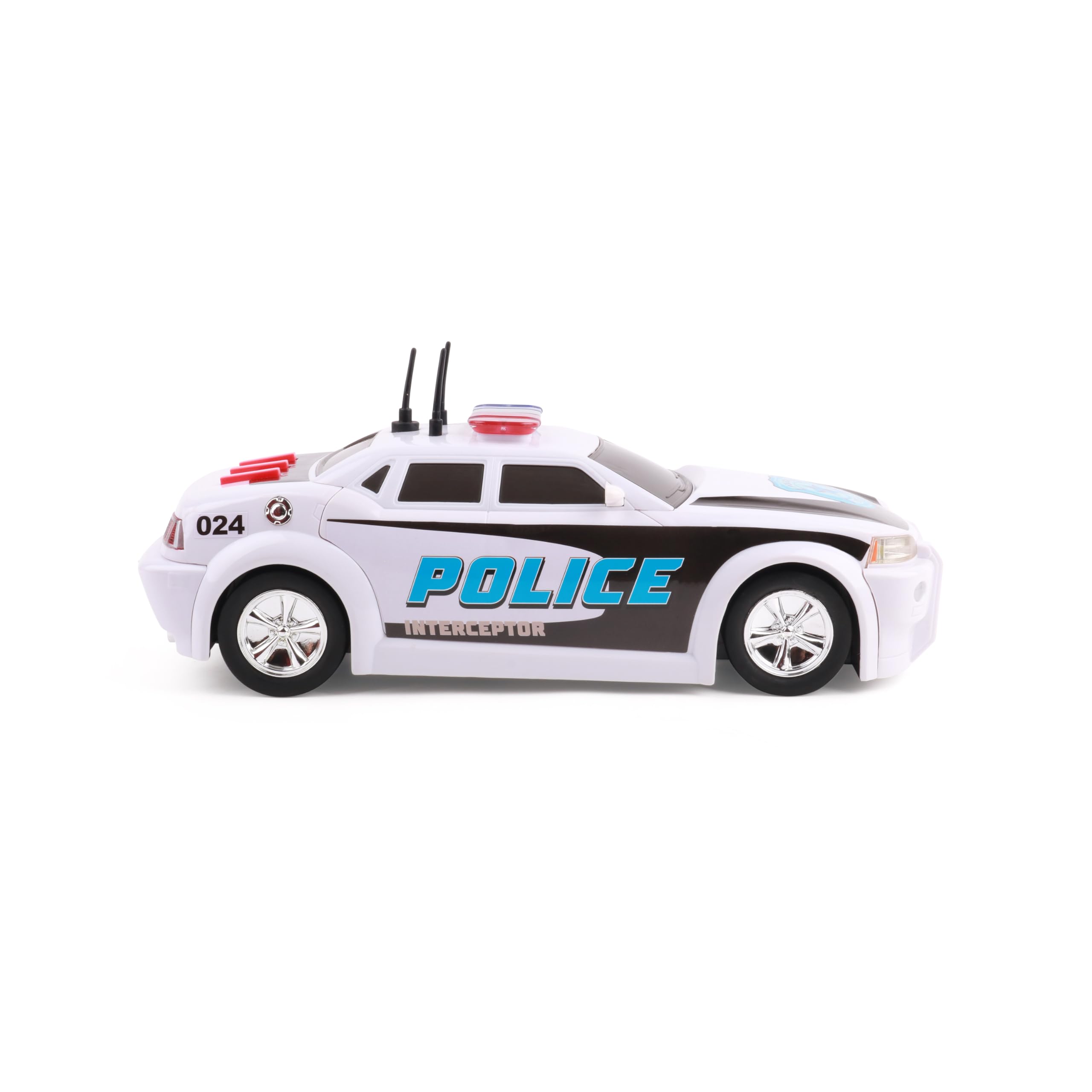 Mighty Fleet Rescue Force Police Interceptor with realistic lights and sounds, 30cm in length. For ages 3+