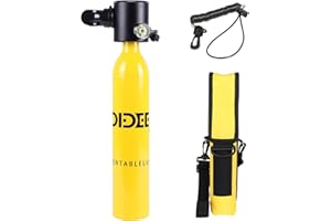 DIDEEP 0.5L Mini Scuba Tank, Lung Tank with DOT Certification, Dive Portable Lungs Support About 7-10 Minutes, Reusable for Underwater Diving Breathing Training