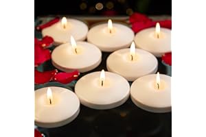 Ashlux 3 inch White Floating Candles, 12 Pack 10 Hours Long Burning Floating Candle, Burn Clean & Unscented Floating Candles for Centerpieces,Wedding, Romantic Night for Her/Him