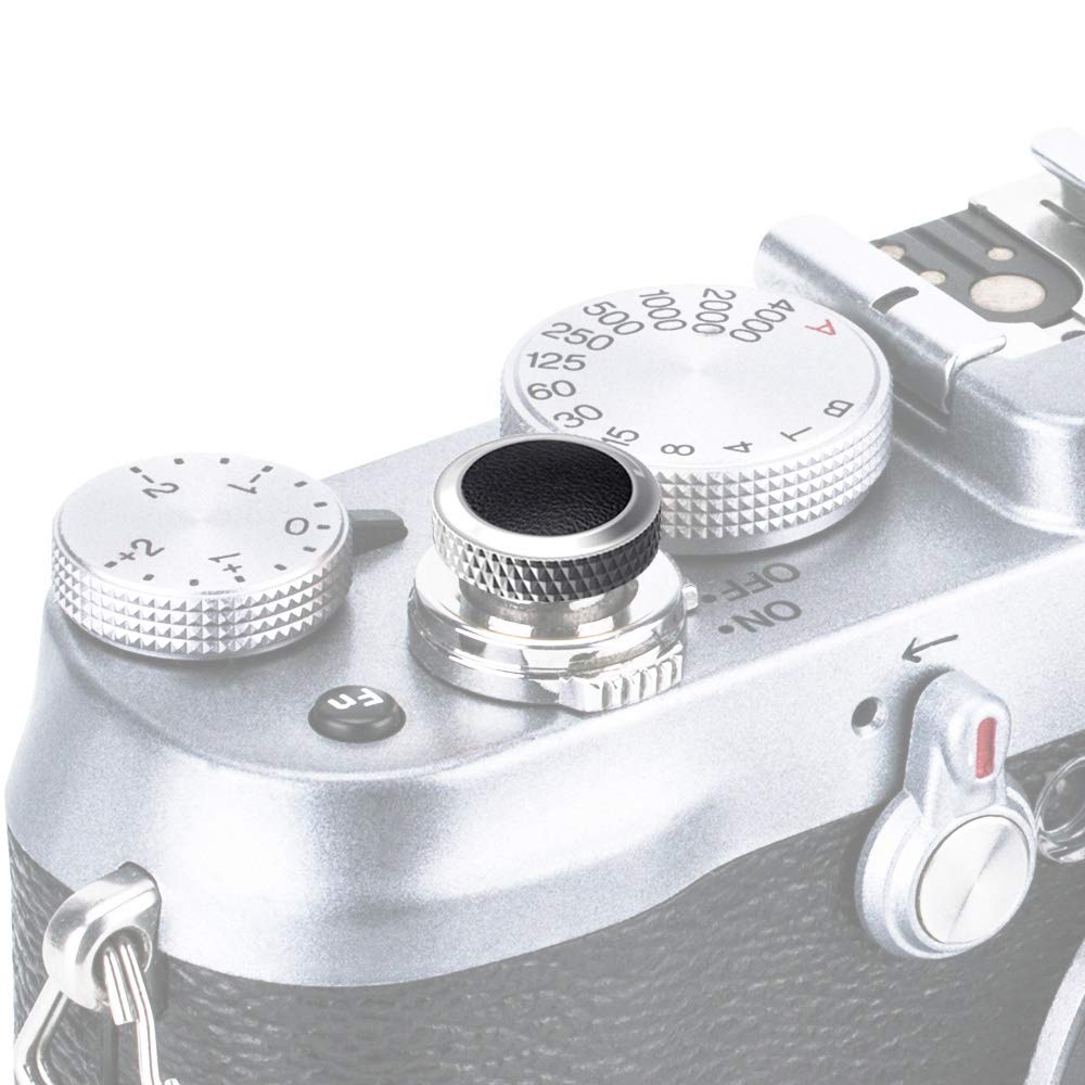 PROfezzion Deluxe & Sturdy Brass Soft Release Button with PU Leather Surface for Fuji X-T5 XT4 XT3 X100V X100F X100T X-T30 XT20 XPRO3 XPRO2 X-E2S X30 & Film SLR with Threaded Screw Hole Shutter Button