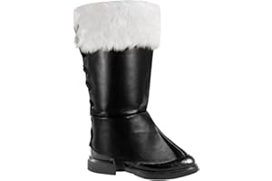 NUMJAW Christmas Santa Claus Costume Boot Covers for Men Women,Wide Calf Santa Boots Cover Plush Cuffs Santa Costume Foot for Halloween Christmas Costume Black
