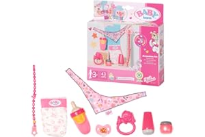 BABY born Starter Set 832851 - Accesories Dolls for Toddlers - Includes Magic Eyes Dummy & Dummy Chain, Nappy, Ring Toy, Powder Bottle, Cream Tube, Bottle & Neckerchief