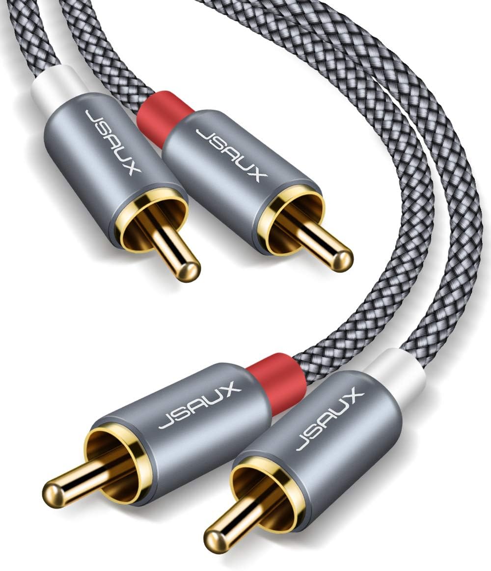 JSAUX RCA Stereo Cable, [6.6ft/2M, Dual Shielded Gold-Plated] 2RCA Male to 2RCA Male Stereo Audio Cable for Home Theater, HDTV, Amplifiers, Hi-Fi Systems [Grey]: Industrial & Scientific