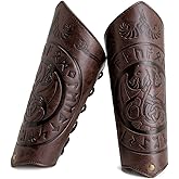 HOEACXY Leather Bracers for Men - Viking Embossed Medieval Arm Archery Guard Gauntlet Costumes