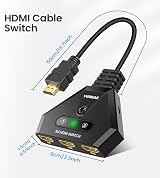 VWRHar 4K HDMI Switch 3-Port Splitter with 50cm Cable 18Gbps HDR 3D view 7