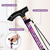Flintronic Folding Walking Stick Adjustable Lightweight Purple Print view 3