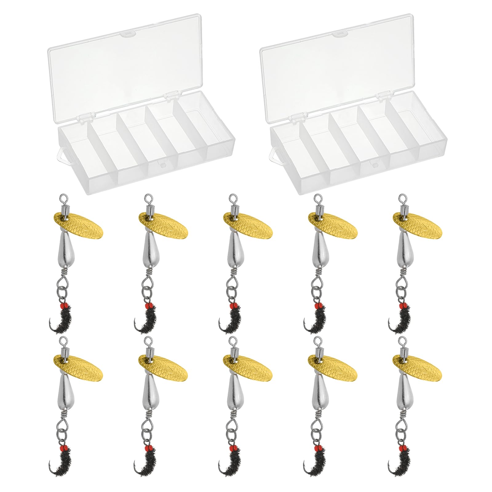 PATIKIL Trout Lures 1/10 oz, 10 Pack Silver Tone Metal Spinners with Tied Fly, Fishing Lures for Trout, Walleye, Bass, Crappie, Picker, Salmon