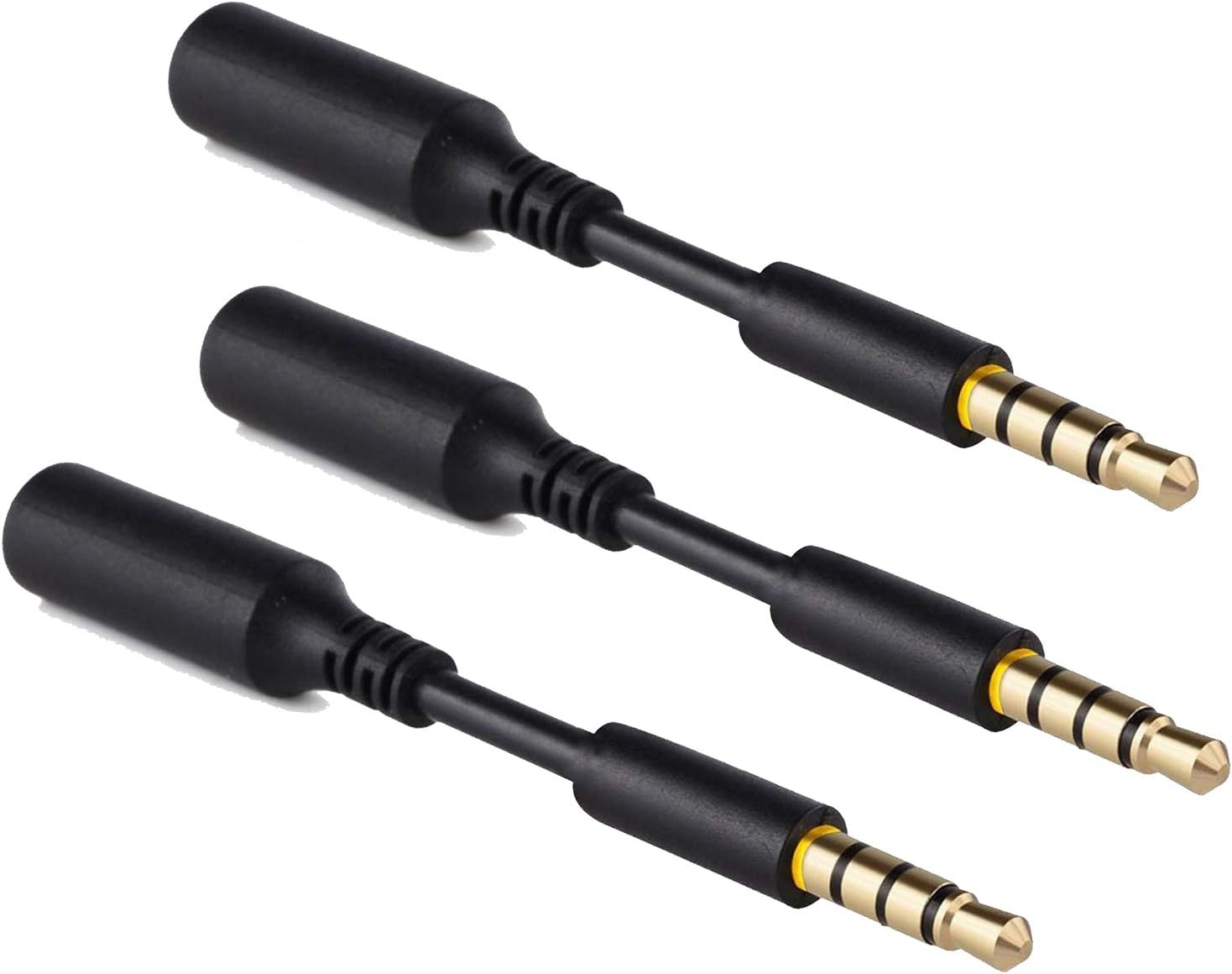 JTMM Headset Audio Jack Extender(3 Packs) 3.5mm Headphone AUX Extension Adapter for Mophie Juice Pack OtterBox, Lifeproof Case