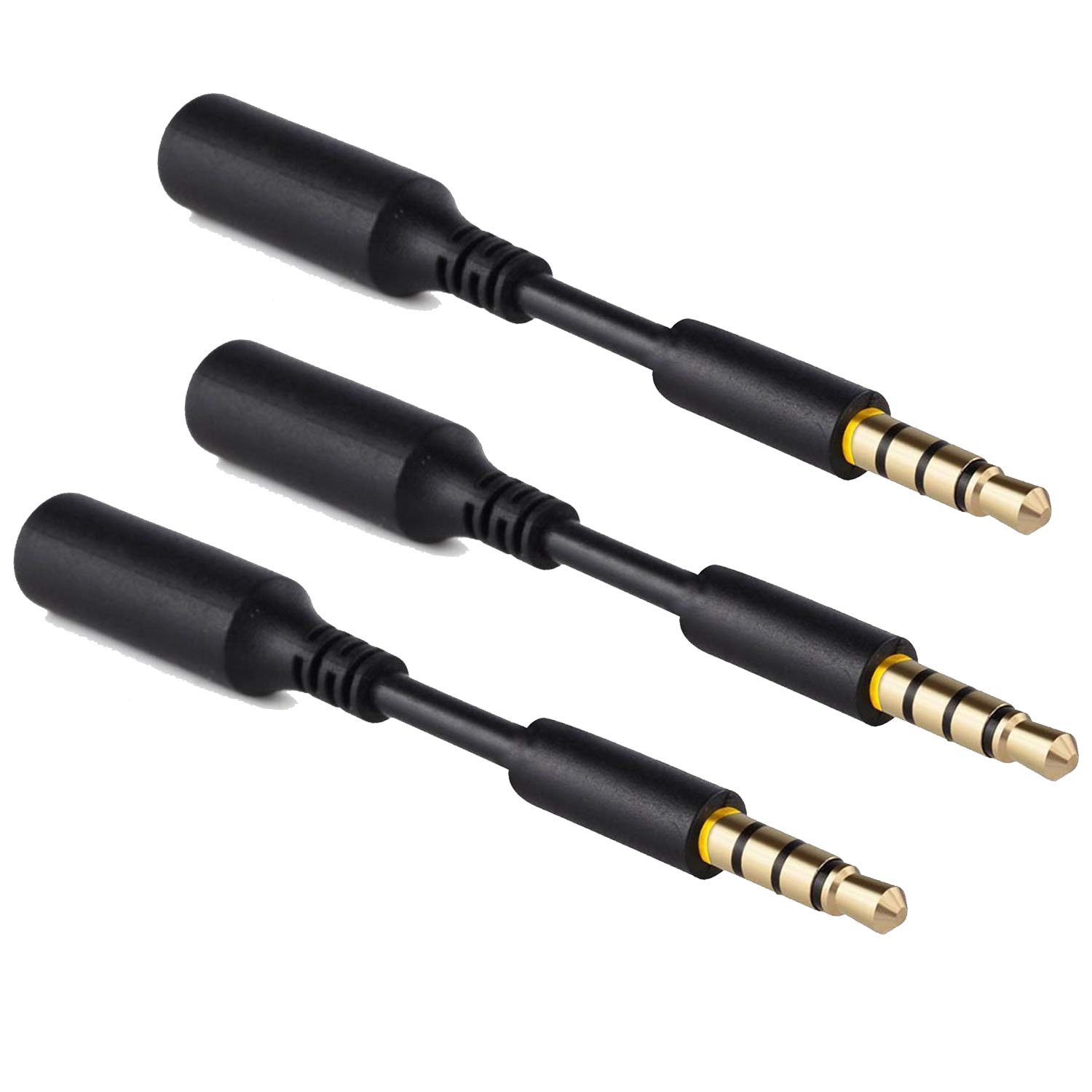 JTMM Headset Audio Jack Extender（3 Packs） 3.5mm Headphone AUX Extension Adapter for Mophie Juice Pack, OtterBox, Lifeproof Case
