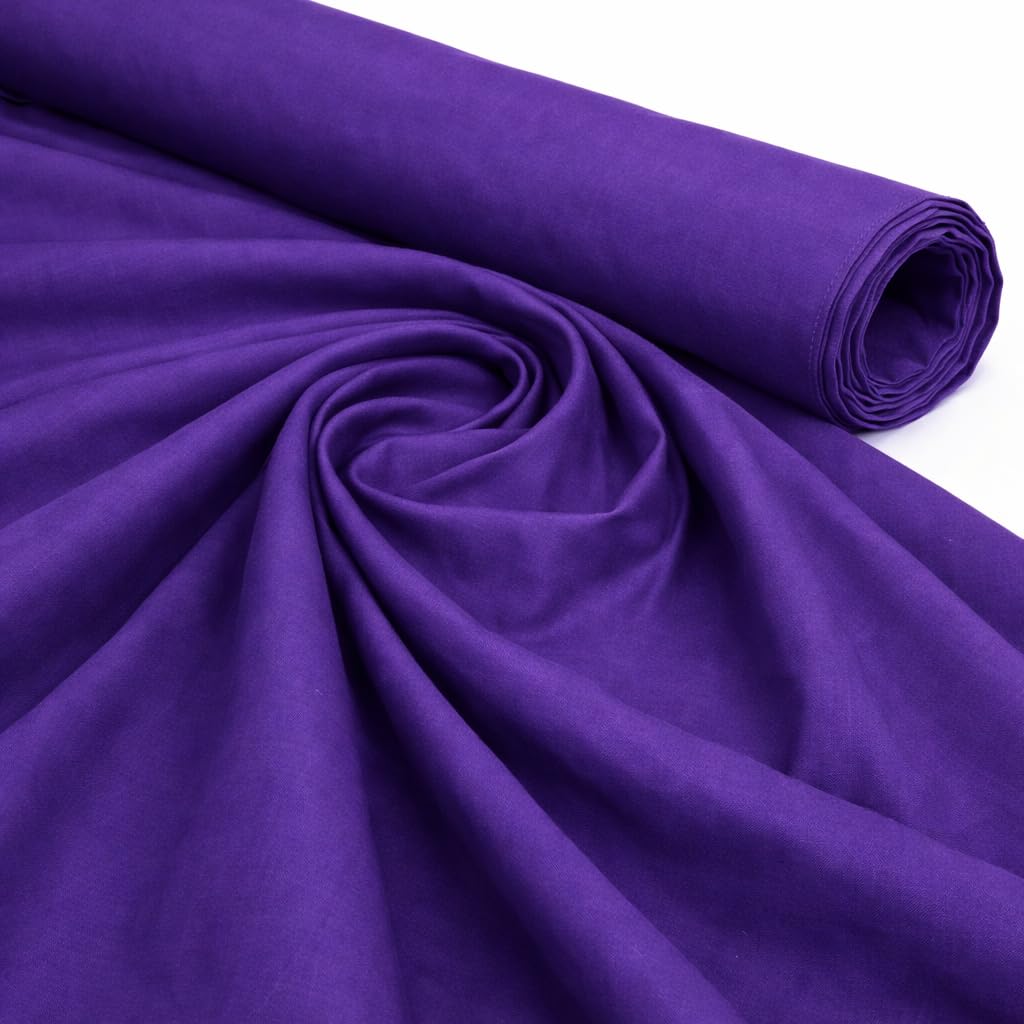 Midland Textiles Purple, 2 Meter 100% Cotton Fabric by The Metre 58 Inches Wide Plain 60 Square - Ideal for Quilting, Dressmaking, Curtain Linings, Totes, Bedding, Pillowcases (Purple, 2 Meter) — image 1