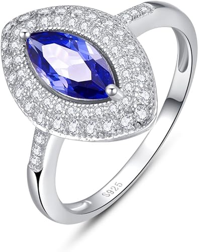Gnzoe Jewelry-Women Ring 925 Sterling Silverengagement Rings Blue Created-Topaz December Birthstone