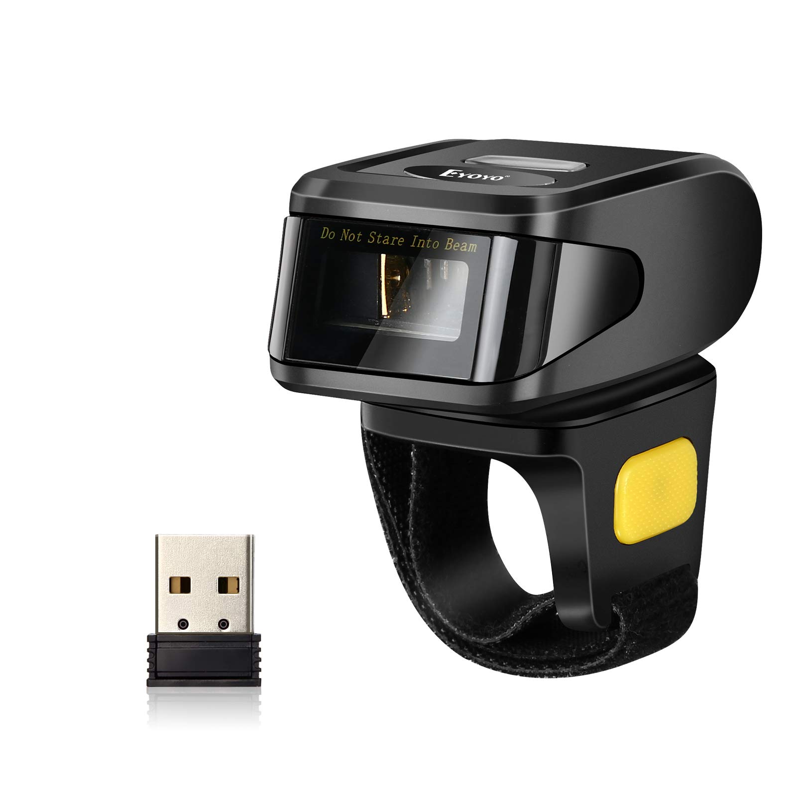 Bluetooth Wireless Ring Barcode Scanner, Eyoyo 1D Scanner Bluetooth Function & 2.4GHz Wireless & Wir