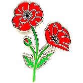 Poppy Wildflower Flower Enamel Pin - Flower Series - Enamel Lapel Pin - Plated Badge for Clothing, Bags, and Lanyards