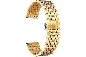 BINLUN Stainless Steel Watch Band High-end Replacement Watch Band 6 Color for Women Men(Gold, Silver, Black, Rose Gold, Gold Tone, Rose Gold Tone) 13 Size (12mm - 24mm)
