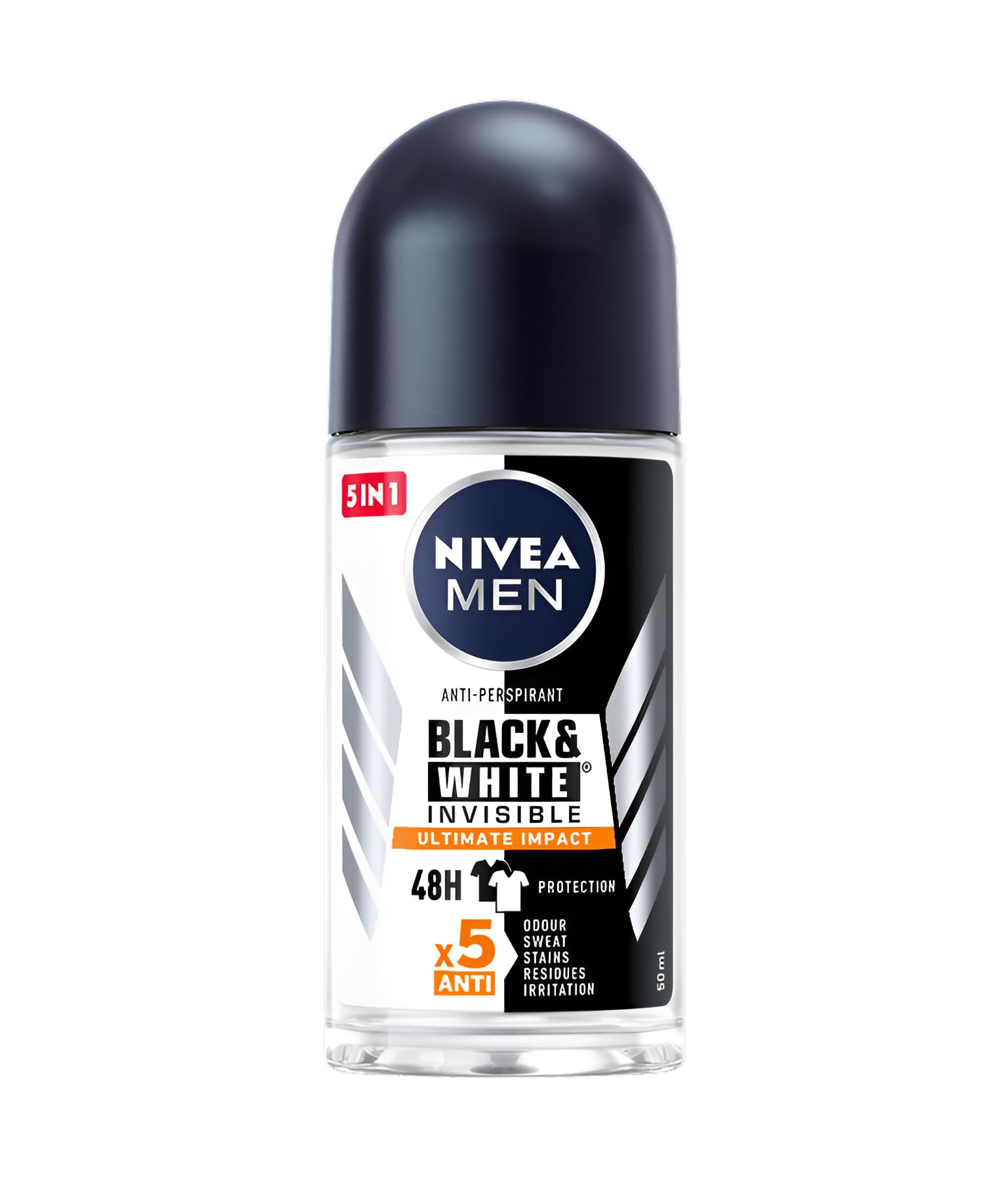 Nivea Roll On Men 50 ml (Pack of 6) Invisible for Black & White Ultimate Impact Long-lasting Protection Against Yellow Stains 48 Hours Sweat Protection With Skin Care