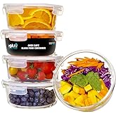Igluu Meal Prep Round Glass Containers with Air Vent Lids (5 Pack+Extra Lid) – Airtight & BPA-Free – Oven, Microwave, Freezer and Dishwasher Safe – 32oz – Durable Borosilicate Glass