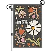 JMYROG Acceptance Hurts No One Retro Garden Flag, Double Sided Yard Outdoor Farmhouse Lawn Porch Decor Flag, Human Rights Decor, Women's Rights Flag, Social Justice Yard Gifts for Family Friend