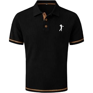 Capri Polo Shirts Men Breeze Short Sleeve Golf Top with Collared Breathable Textured Fabric Beer Belly Friendly Fit