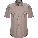 Mens Short Sleeve Western Shirts with Pearl Snap Button Up Casual Regular Fit Plaid Shirts