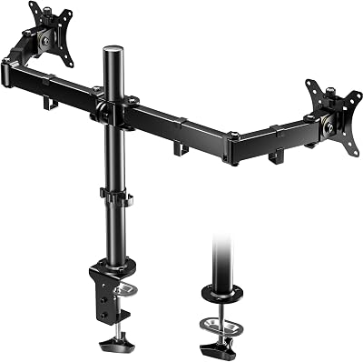 BONTEC Dual Monitor Stand for Desk 13–32 in VESA 75/100 Clamp Grommet