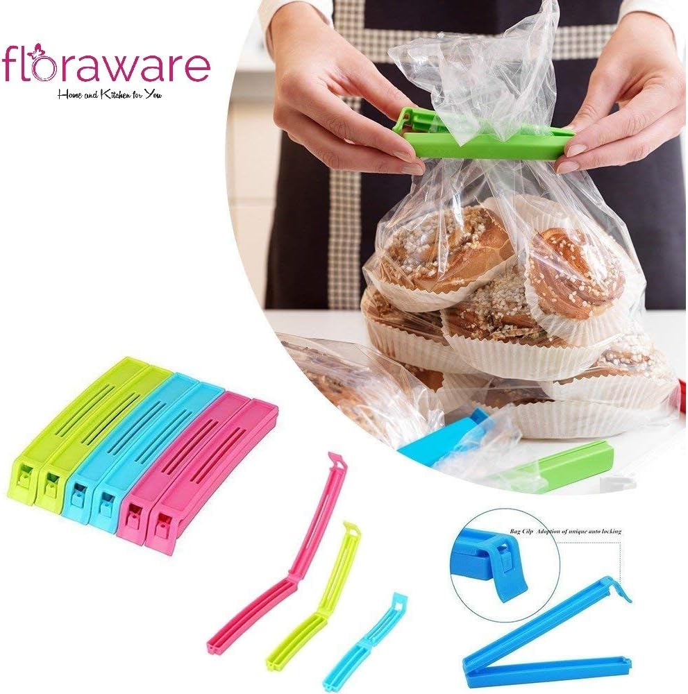 Floraware Plastic Sealing Pouch Bag Clips for Keeping Food and Snacks Fresh Multicolour