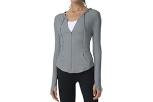 Locachy Womens Slim Fit Full Zip Hoodie Athletic Jacket Yoga Workout Running Jackets with Thumb Holes