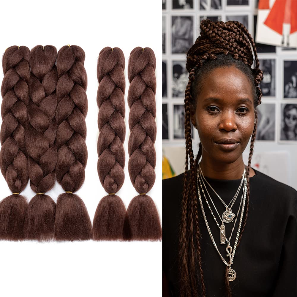 Cybelleza 24inch Jumbo Braids Hair Extensions Braiding Hair Synthetic 5PCS/lot Crochet Twist High Temperature African Box Braids(Dark Auburn)