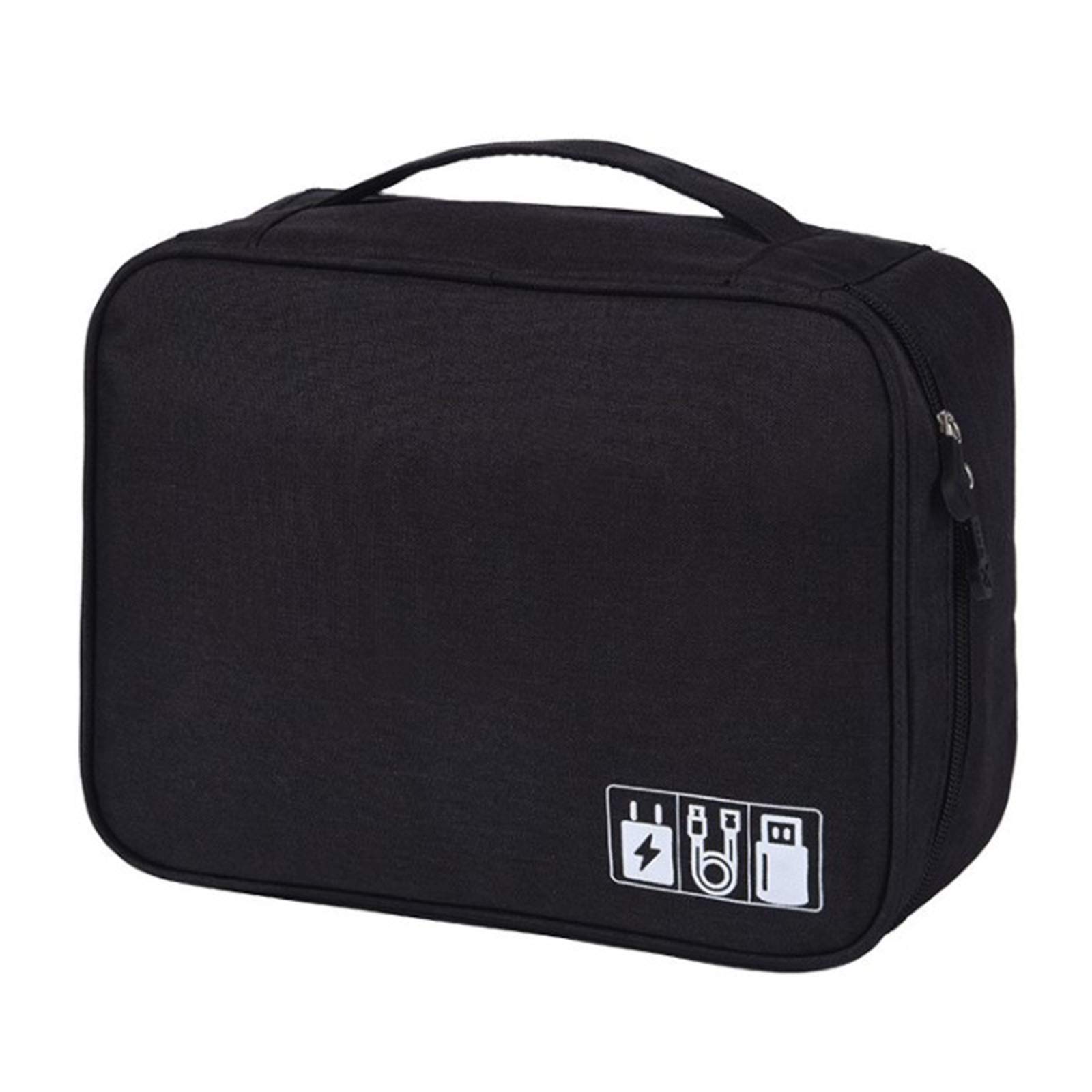 Double Zipper Cable Organiser Bags Wire Accessory Tech Pouch Storage Bag Gadget Cable Tidy Bag Case Suitable For Protecting The Safety Of Data Lines And Electronic Equipment To Prevent Loss