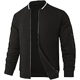 HOOD CREW Men’s Lightweight Casual Jackets Varsity Bomber Jacket Coat with Zipper