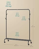 SONGMICS Clothes Rail Heavy Duty with Wheels Shelf Ink Black HSR131B01 view 7