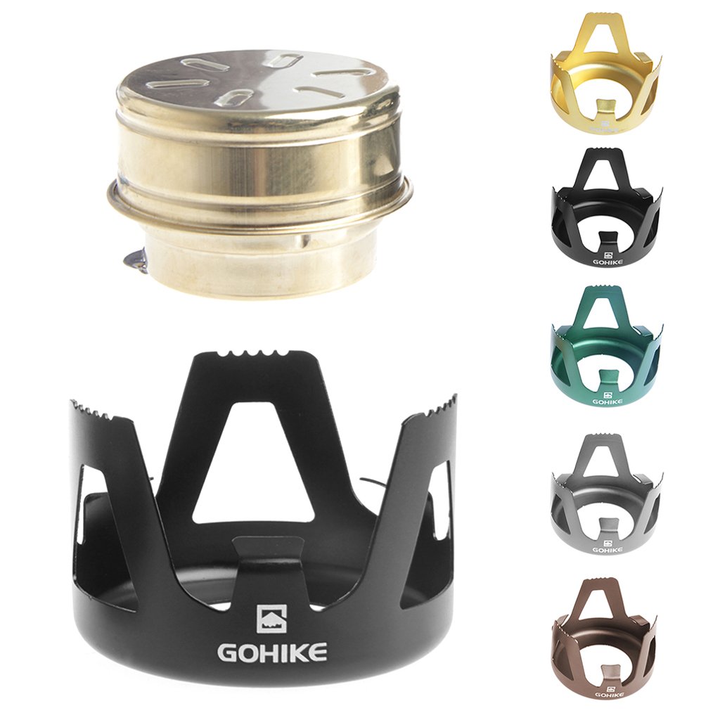 HittecH Outdoor Picnic Stove Combustor Alcohol Stove Camping Furnace Portable Folding(Black)