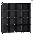 DINMO 16 Cubes Storage Organizer, Bookcase, Display Shelf with Wooden Mallet, Cabinet Storage for Kids, Adult, Office, Bedroom, Bathroom, Black