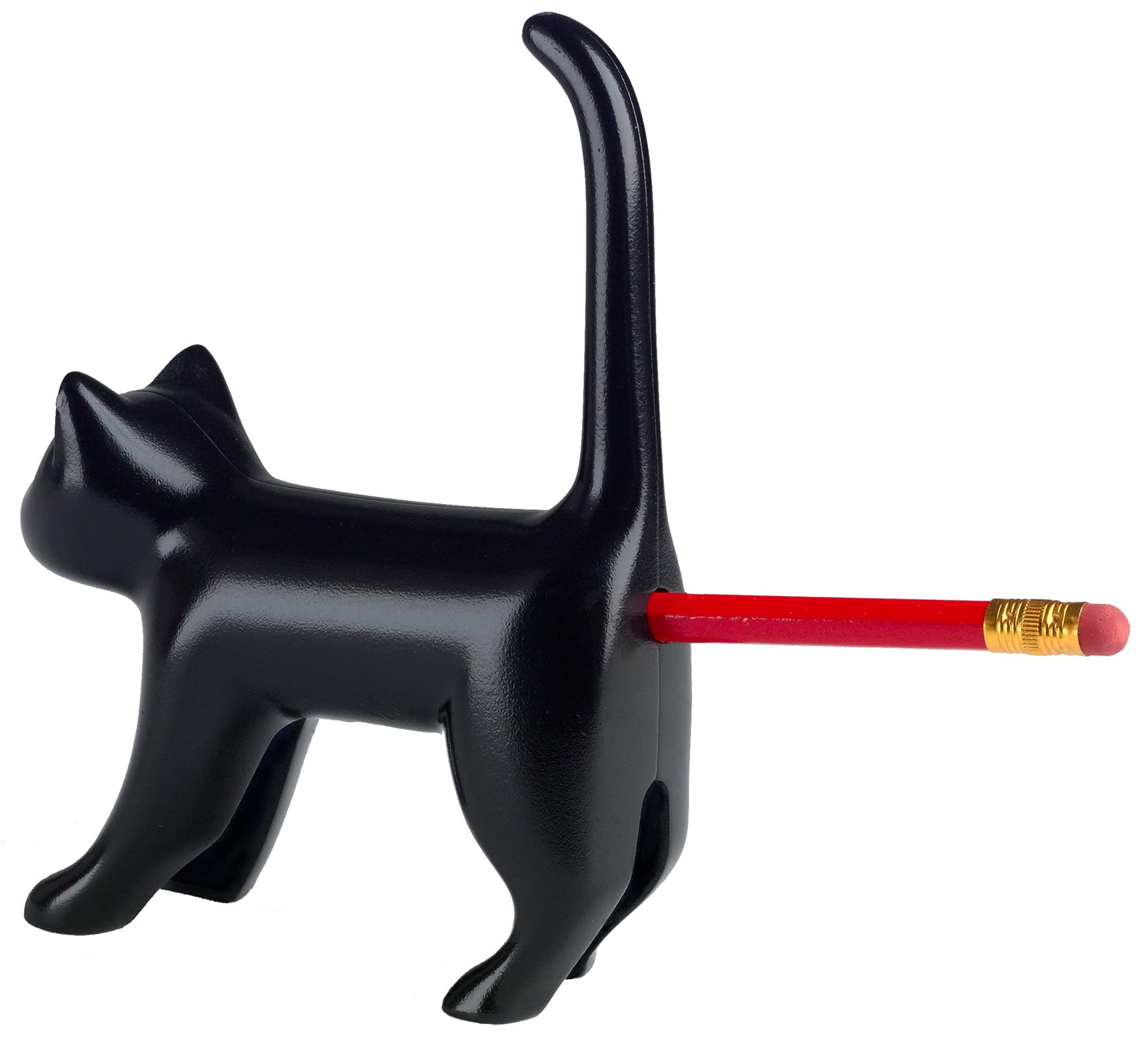 Cat Pencil Sharpener with Sound - Black Rotary Sharpener with Container