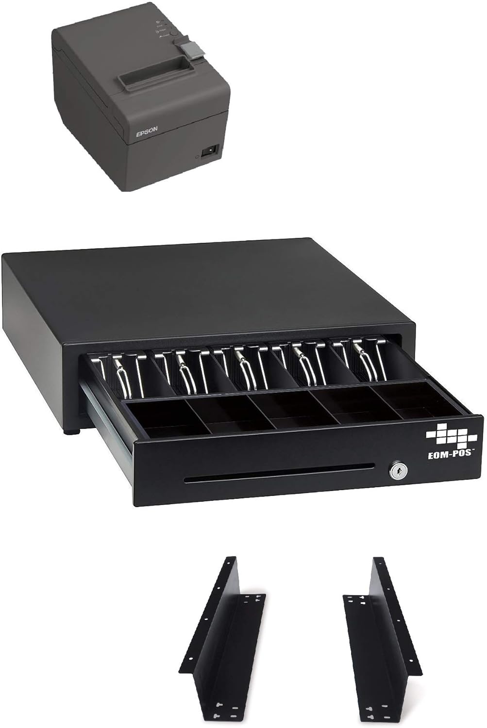 POS Hardware Bundle for Square - Cash Drawer, Mounting Brackets, Thermal Receipt Printer [Compatible with Square Stand and Square Register]